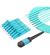 Buacoz 6 Meters OM4 8 Cores MPO-LC Connector Optical Fiber Patch Cord 50/125 Multimode Fan-Out Ju...