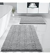 Yimobra Washable Bathroom Rugs Sets 2 Piece, Non Slip Quick Dry Absorbent Bath Mat Set, Plush Che...
