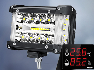 Nilight 4.3 Inch Triple Row Spot Flood Combo Side Shooter Light Bar Temperature and Humidity Test