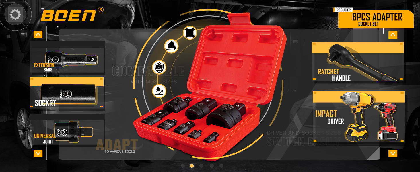 8 Piece Impact Socket Adapter