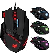 12 Programmable Buttons C12 Gaming Mouse, AFUNTA Laser Double-Speed Adjustment 8000DPI Mice Suppo...