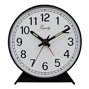 equity, lacrosse, la crosse, 14075, bedside, alarm, clock, key wind, lighted, quartz, analog