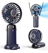 Koonie Portable Handheld Fan, Battery Operated Fan with Base, 8 Hours, Digital Display, 5 Speeds,...