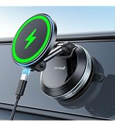 Lamicall 15W for MagSafe Car Mount Charger - [78+LBS Strongest Suction] Magnetic Wireless Car Cha...
