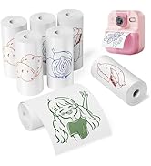 Liscuty 7 Rolls Replacement Paper for Kids Cameras - White Background for Colorful Text, Stickers...