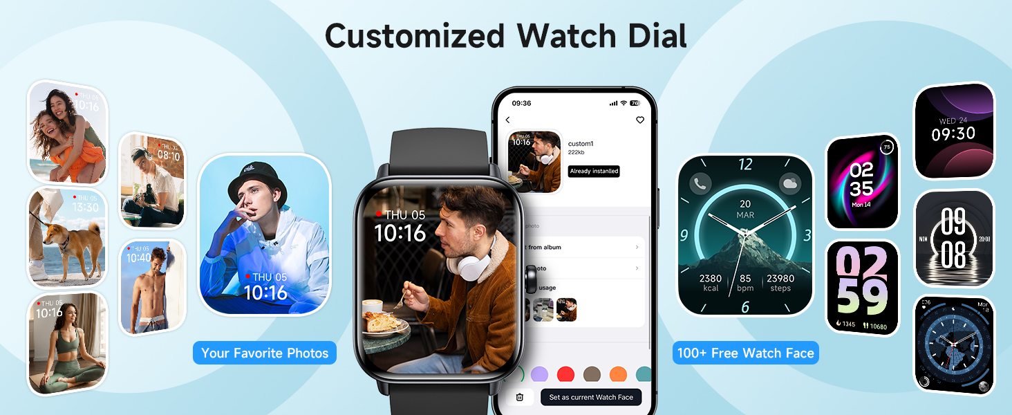 IP68 Waterproof Fitness Tracker with Bluetooth Call (Answer/Make), 100+ Sports Modes