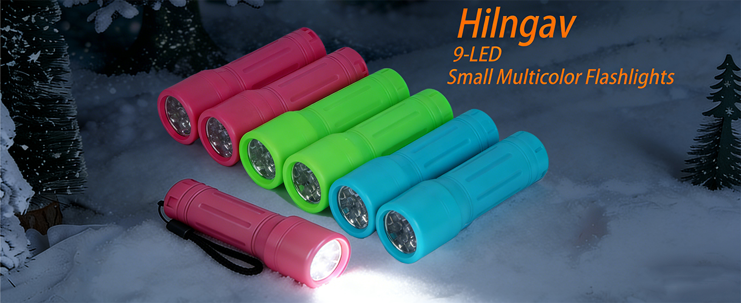 9-LED Small Multicolor Flashlights with Lanyard