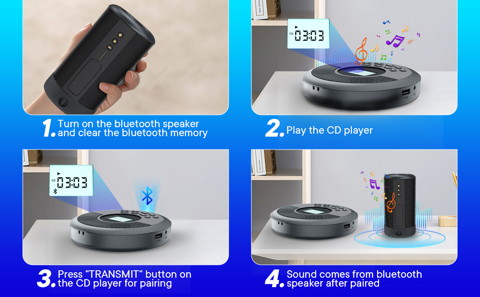 portable cd player with bluetooth transmiter
