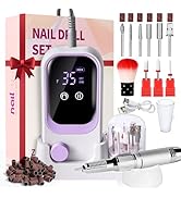 Professional Electric Nail Drill, 35000RPM with Rechargeable Base, Bits, Files and Buffers, for A...