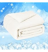 HOMFINE Cooling Comforter Queen Size, Beige Summer Cooling Blanket for Hot Sleepers and Night Swe...