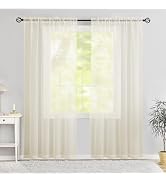 Karseteli Semi Voile Sheer Curtains 84 Inches Long 2 Panels Rod Pocket Window Treatment for Livin...
