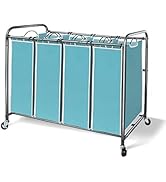 STORAGE MANIAC Laundry Sorter 4 Section, Laundry Hamper with Wheels, Laundry Basket Sorter, Laund...