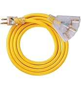 Ultra Explorer 10 Ft Lighted Outdoor Extension Cord with 3 Electrical Power Outlets - 12/3 SJTW H...