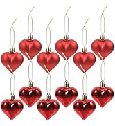 Hemobllo 24pcs Heart Shaped Christmas Tree Ornaments, Plastic Baubles for Christmas Decor, Valent...