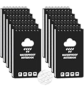 10 Pack Waterproof Pocket Notebook, 5" x 3" Top-Spiral Waterproof All Weather Notepad for Office ...