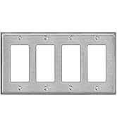 BESTTEN 4-Gang Decorator Metal Wall Plate with White or Clear Plastic Film, Standard Size, H4.50"...