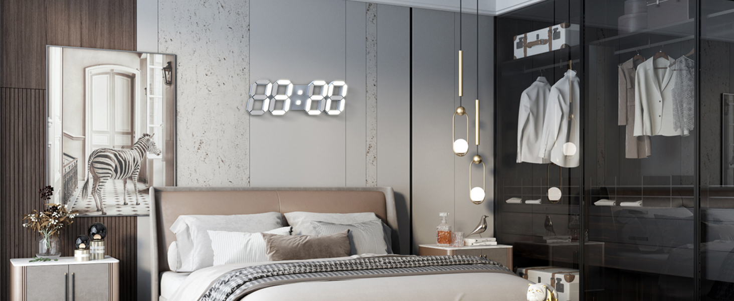 EDUP Home 3D LED Digital Wall Clock Desk Alarm Clock with Remote Control