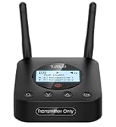 1Mii B06TX+ Long Range Bluetooth 5.2 Transmitter for TV/PC to 2 Wireless Headphones/Speakers, Blu...