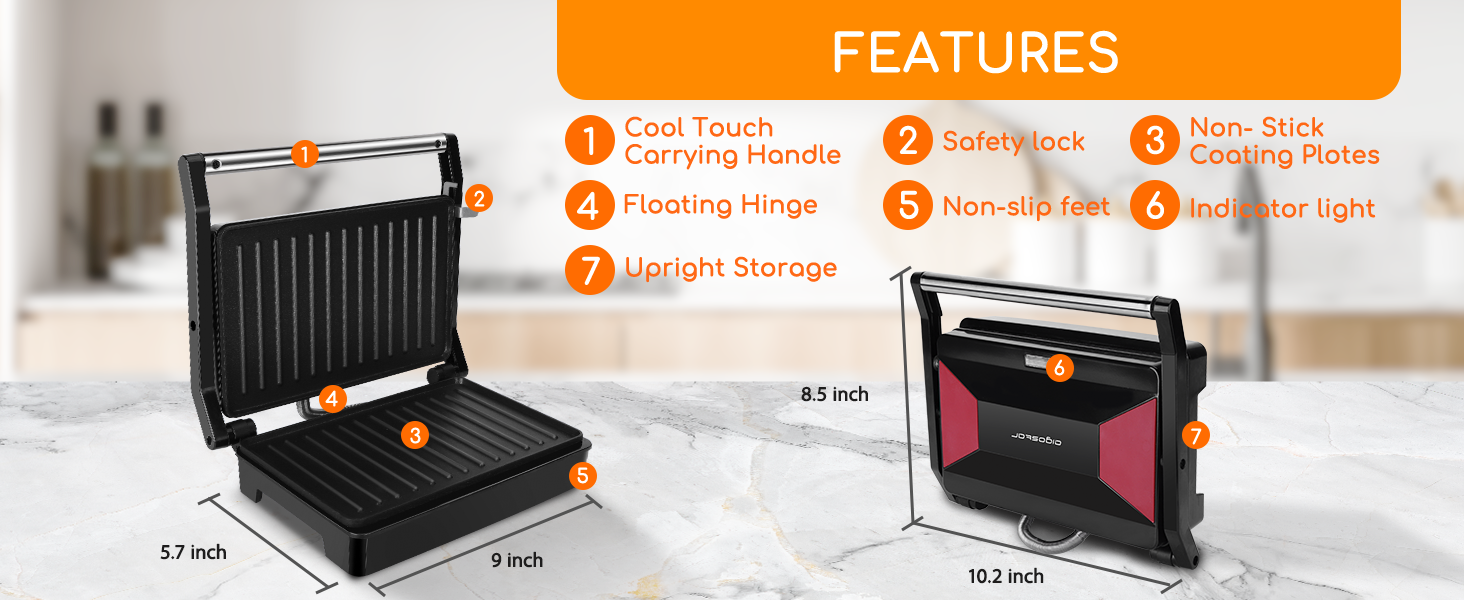 Panini Press, Aigostar 1000W Sandwich Maker, Panini Maker Electric Indoor Grill,sandwich press