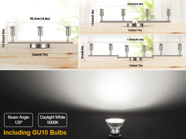 Daylight white GU10 bulbs included