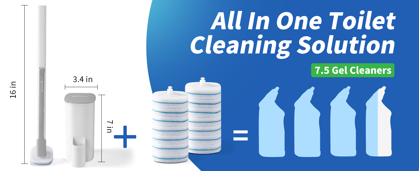 oshang Disposable Toilet Brush Bowl Cleaner Supplies Brush Holder Refills Deep Cleaning Bathroom