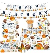 Sports Birthday Party Decorations-142pcs Sports Birthday Tableware, Disposable Paper All Star Bir...