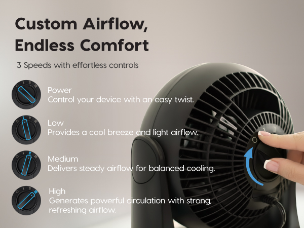 IRIS USA Desk Fan, Air Circulator, 3 Speeds, 52ft Max Air Distance, 360° Adjustable Tilt, 30 db