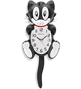 Soobest 18 Inch 3D Large Cat Wall Clock Battery Operated Silent Non Ticking with Moving Eyes and ...