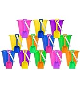 4E's Novelty 12 Sets 5.5" Sand Buckets and Shovels for Kids Bulk (12 Pack) Small Beach Bucket for...