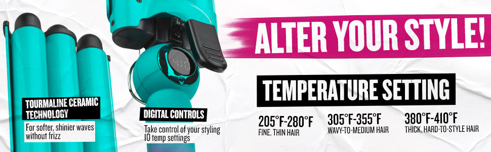 hairwaver; hairwavers; hairiron; hairirons; 3barrelwaver; beachywaves; bedhead; BH381; professional