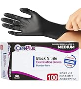 Medical Exam Nitrile Gloves Black Medium Size 100 Count – Latex-Free, Powder-Free, Non-Sterile, F...