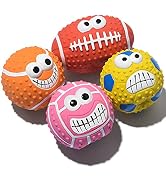 SCHITEC Squeaky Dog Ball, [4 Pack] Latex Rubber Dog Squeak Toys, 2.7'' Soft Bouncy Fetch Balls fo...