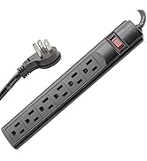 STEREN 6-Outlet, Plastic Surge Protector Strip, 3ft Cord, Right Angle Plug, 240 Joules, Black [90...