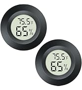 2 Pcs Hygrometer Thermometer Mini Digital LCD Monitor Indoor/Outdoor Humidity Meter Gauge Tempera...