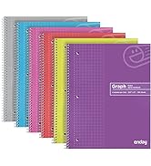 Emraw Quad Ruled Notebook Spiral with 100 Sheets White Paper - Set Includes: Blue, Black, Yellow,...