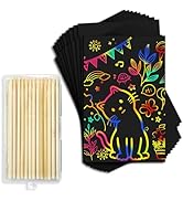 Cityrosy Rainbow Scratch Paper for Kids: 120 Pcs Scratch Art for Kids Sets Arts and Crafts Birthd...