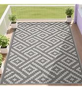 RURALITY Outdoor Rugs 5x8 Feet for Patios Clearance,Plastic Straw Waterproof Mats for Backyard,Po...