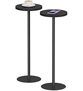 TUTOTAK Tall Round Side Table, Small End Table, Set of 2, Beside Table, Drink Table, Pedestal Sid...