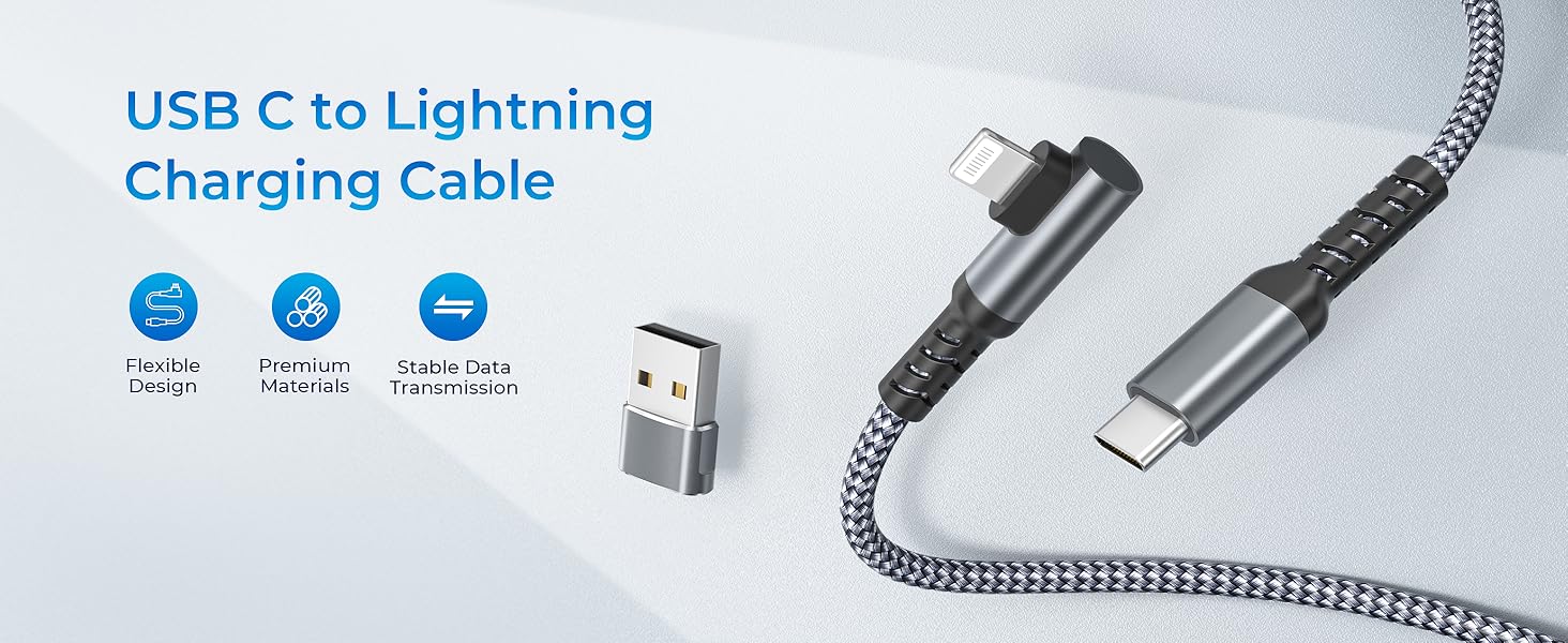 usbc to lightning charger cable with adapter