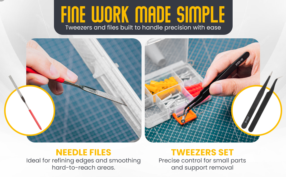 files and tweezers