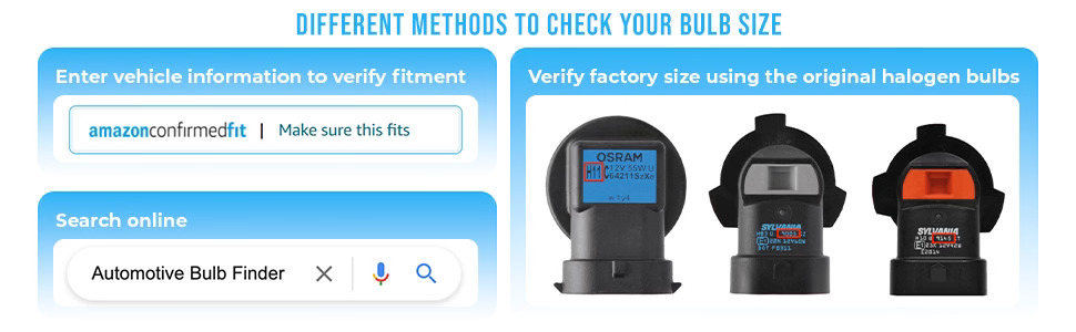 methods to check bulb size via amazon confirmed fit, search automotive bulb finder