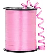 OMISELIO Pink Ribbon, 500 Yard Crimped Pink Curling Ribbon, Curling Ribbon for Gift Wrapping, Cur...