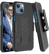 Fingic for iPhone 13 Case, iPhone 14 Belt Clip Holster Case Slim Combo Shell with Kickstand Swive...