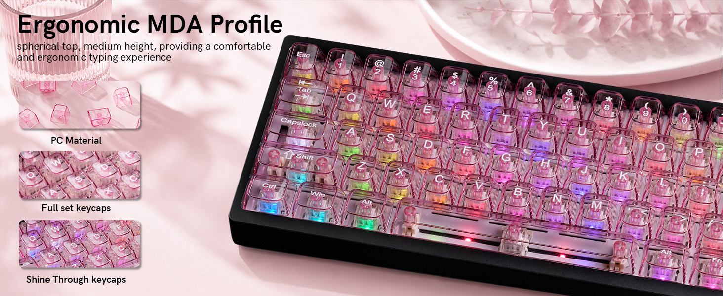 Lavender Clear Keyboard Keycaps,Jelly Key caps tranlucent Set