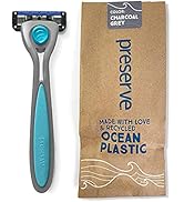 Preserve POPi Shave 5 Razor System Made with Recycled Ocean Plastic and 5-blade cartridge, Charco...