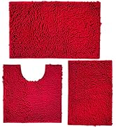 Red Bathroom Rugs Non Slip Thick Bath Mat Sets 3 Piece, Thickened Bath Mats for Bathroom,Bath Rug...