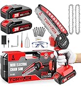 Mini Chainsaw 6-Inch Battery Powered - Cordless Electric Handheld Chainsaw with 2 Rechargeable Ba...