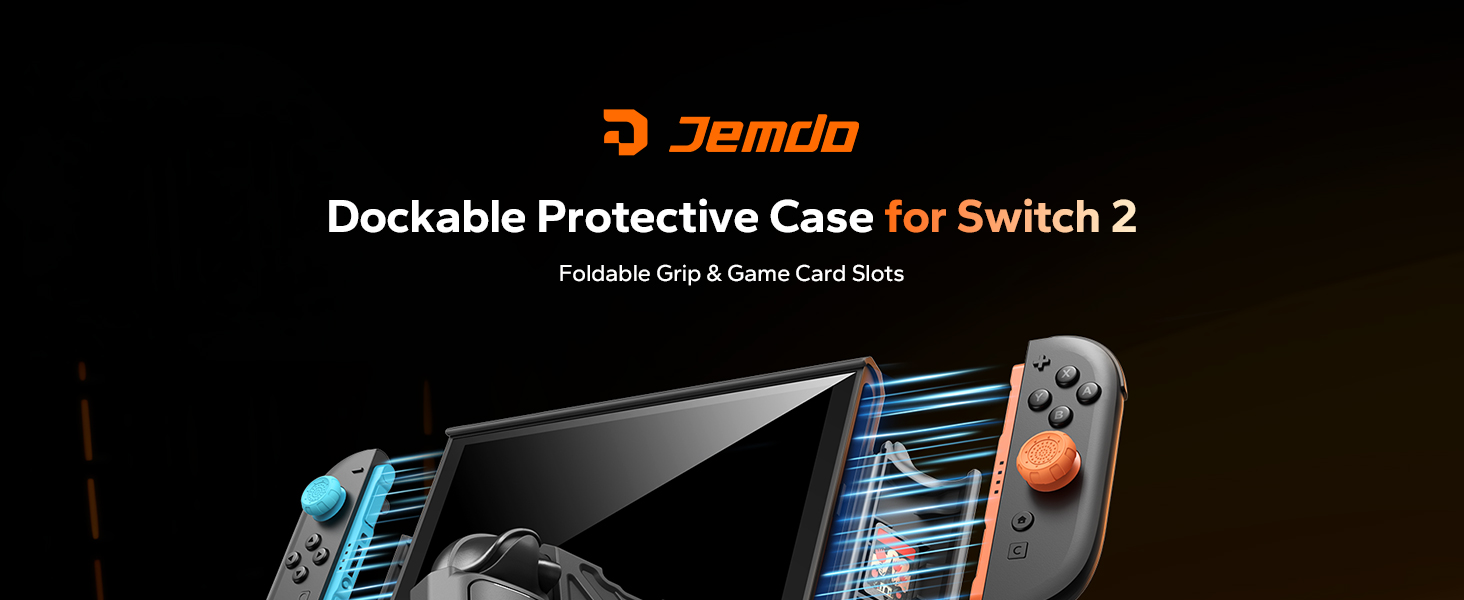 JEMDO Switch 2 Dockable Protective Case, Military-Grade Slim Cover with Shockproof Hard PC Shell