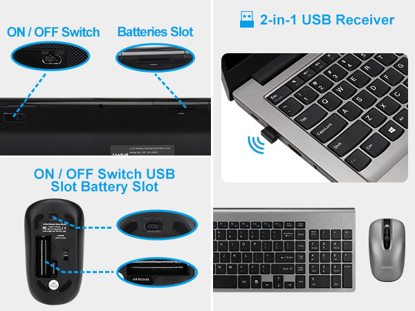 Leadsail wireless keyboard and mouse combo