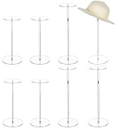 PH PandaHall 8pcs Acrylic Hat Stand 12" to 16" Adjustable Clear Wig Display Rack, Round Height Ta...